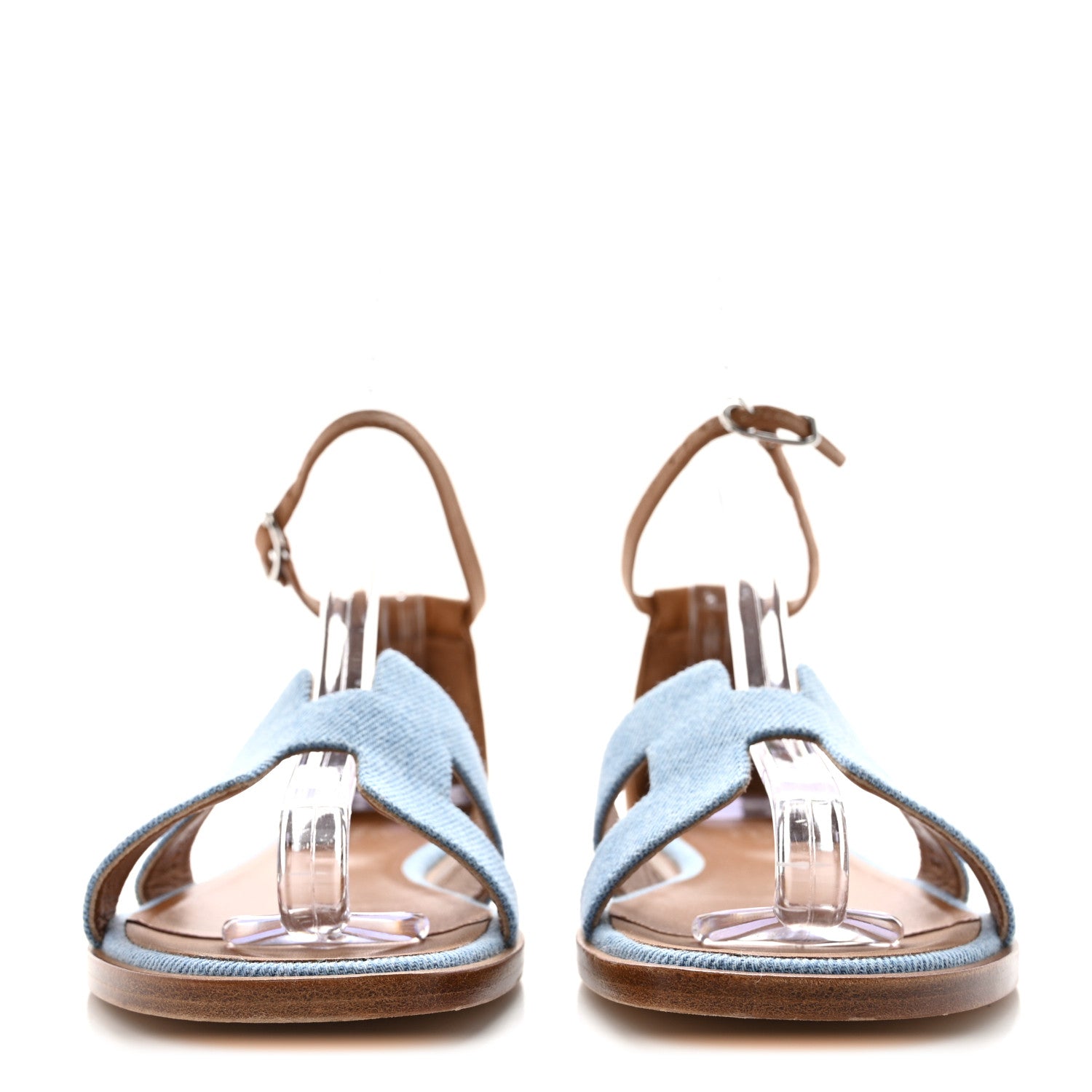 Hermes Denim Santorini Sandals 36.5 Bleu Clair 2 of 9