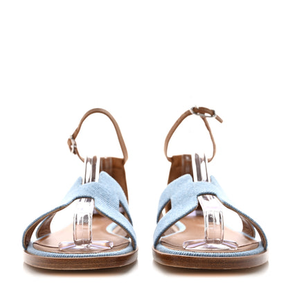 Hermes Denim Santorini Sandals 36.5 Bleu Clair 2 of 9