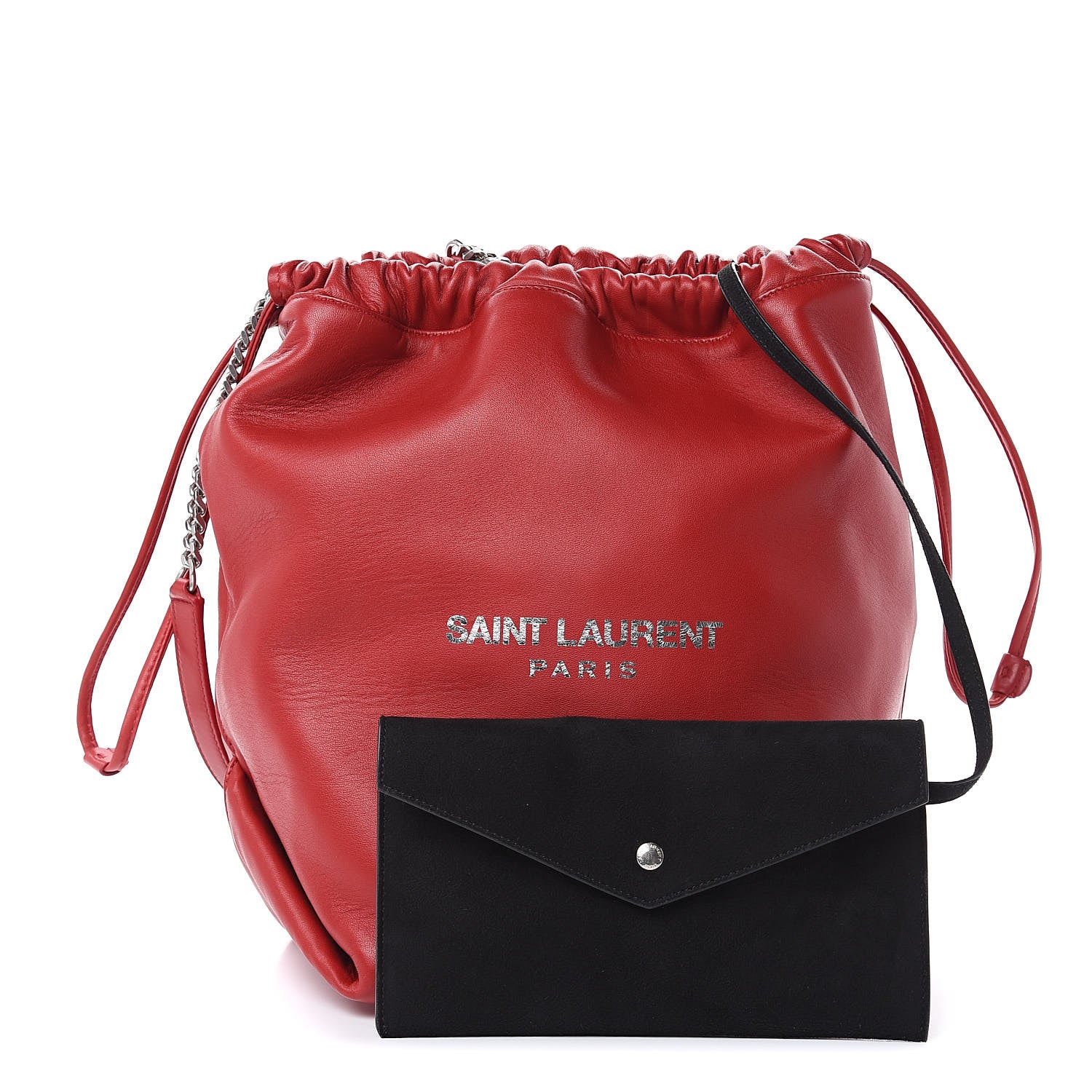 Saint Laurent Lambskin Teddy Drawstring Bag Eros Red 3 of 10