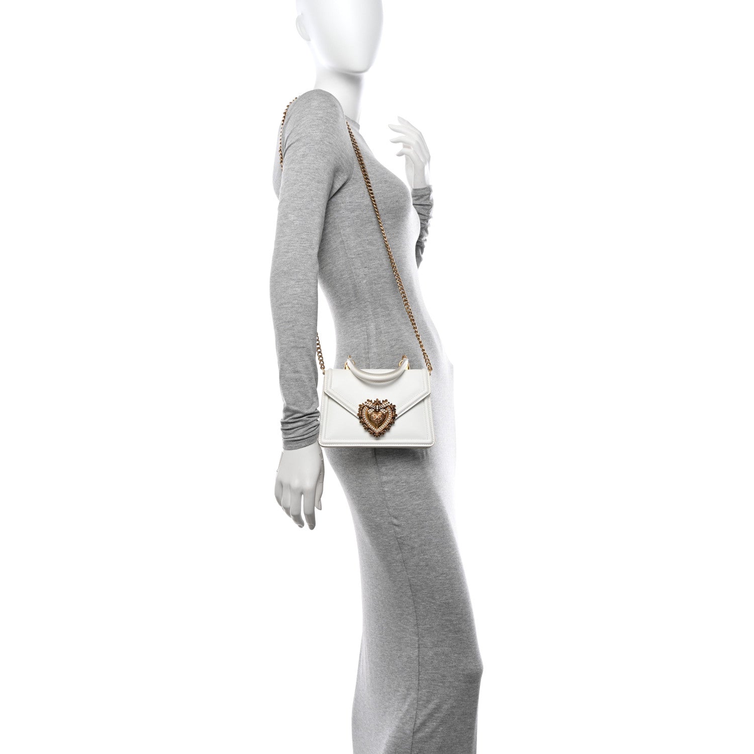 Dolce & Gabbana Smooth Calfskin Small Devotion Envelope Top Handle Bag White 2 of 18