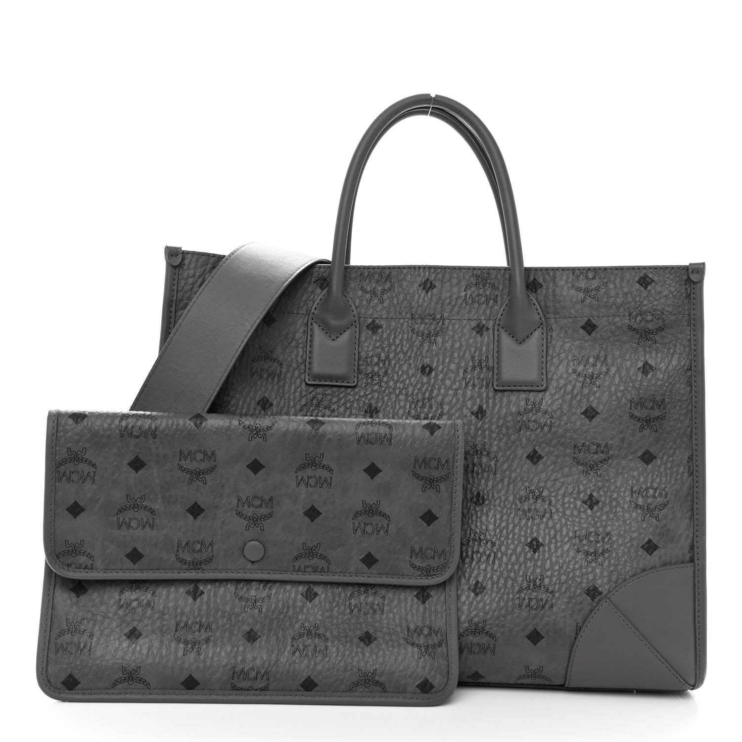 MCM Visetos Large Munchen Tote Grey 1 of 10