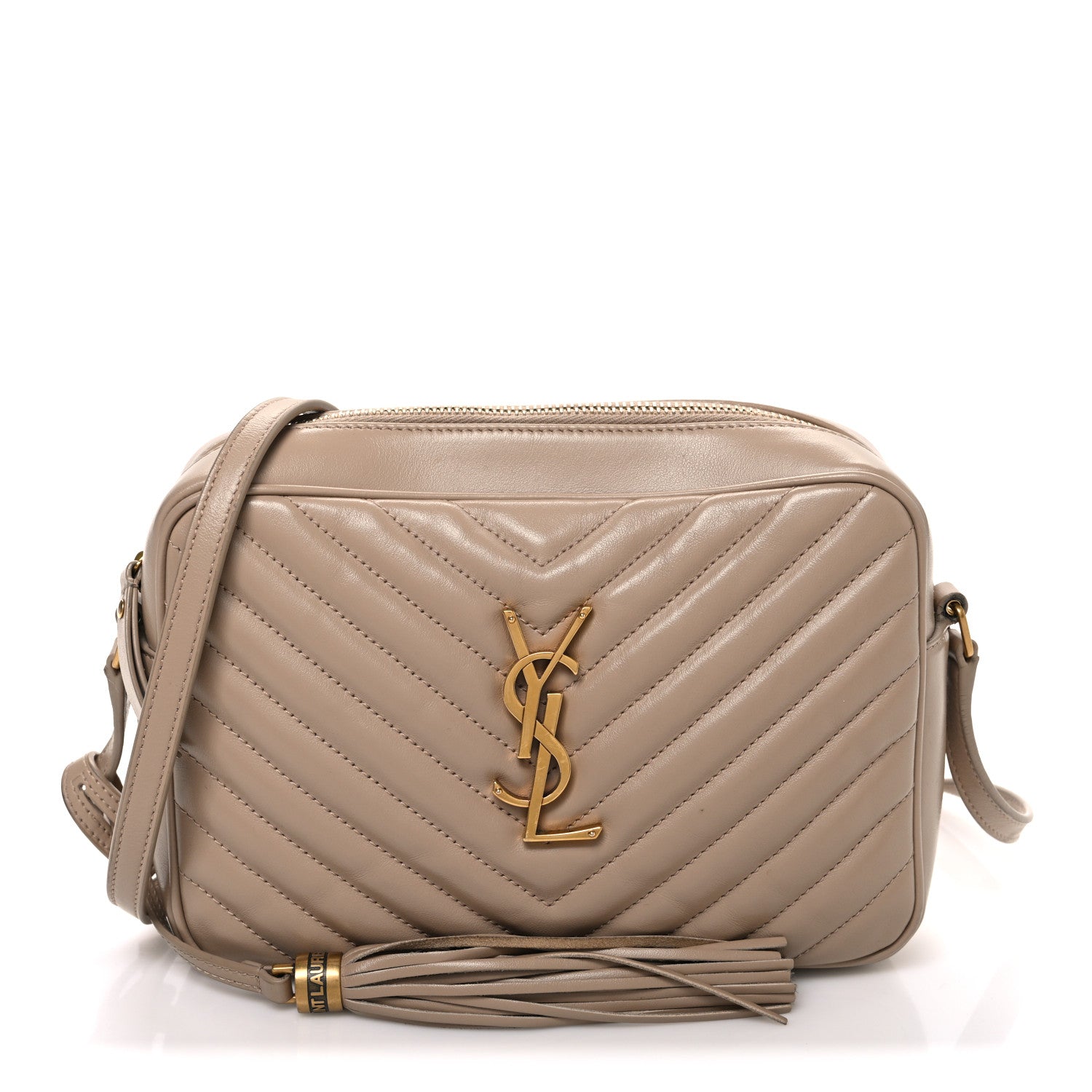 Saint Laurent Calfskin Matelasse Monogram Lou Camera Bag Dark Beige 1 of 11