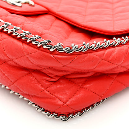 Chanel Washed Lambskin Quilted Maxi Chain Around Flap Red 10 of 11