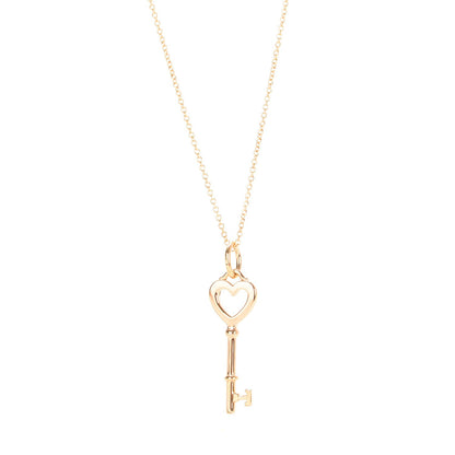 Tiffany 18K Rose Gold Mini Heart Key Pendant Necklace 1 of 6