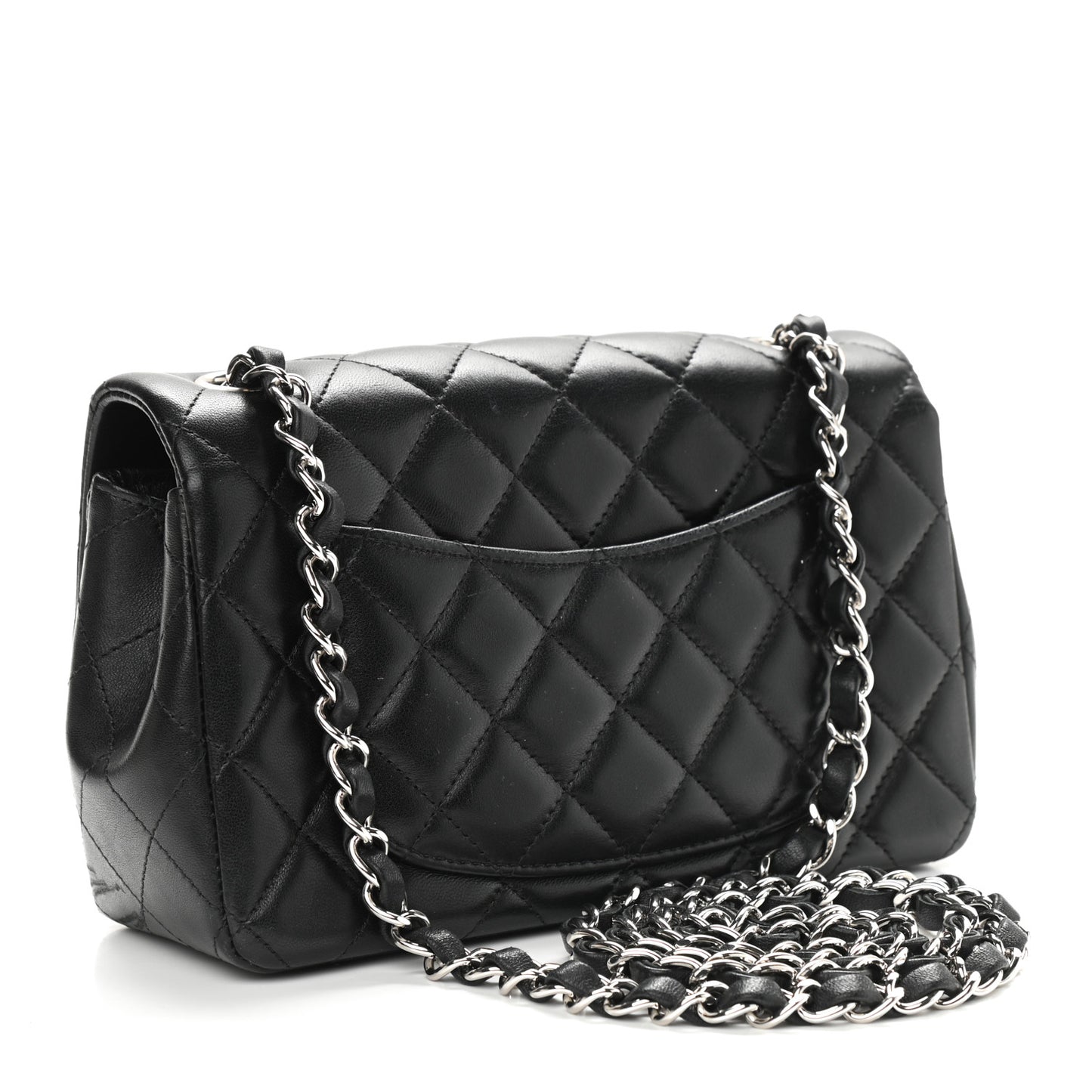 Lambskin Quilted Mini Rectangular Flap Black