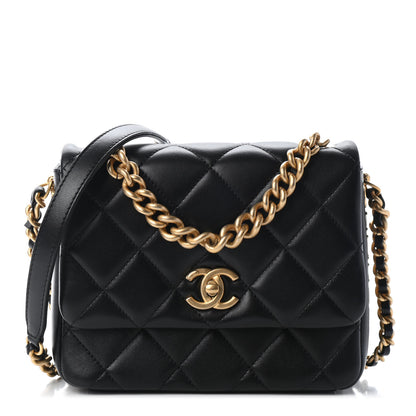 Chanel Lambskin Quilted Mini Side Note Flap Black 1 of 9
