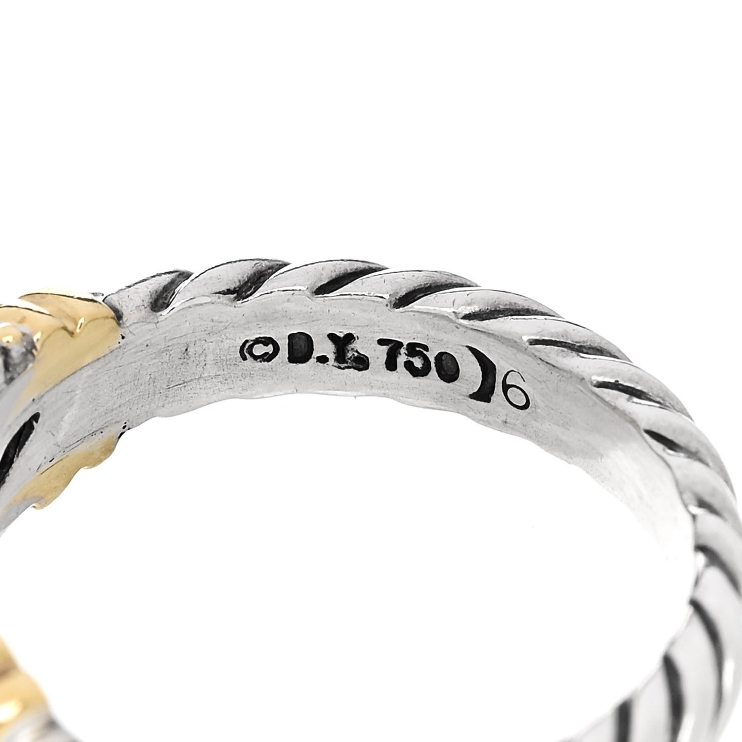 Sterling Silver 18K Yellow Gold Diamond 6mm Metro Cable Ring 51 5.75