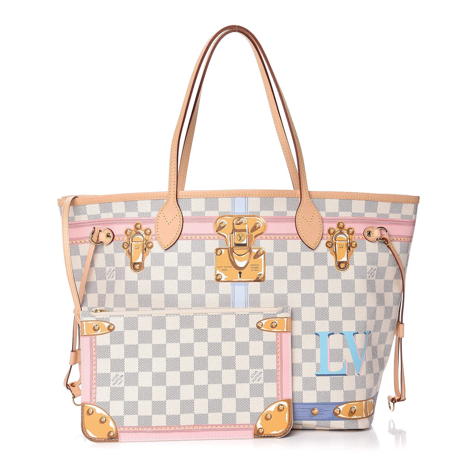 Louis Vuitton Damier Azur Summer Trunks Neo Neverfull MM 1 of 11