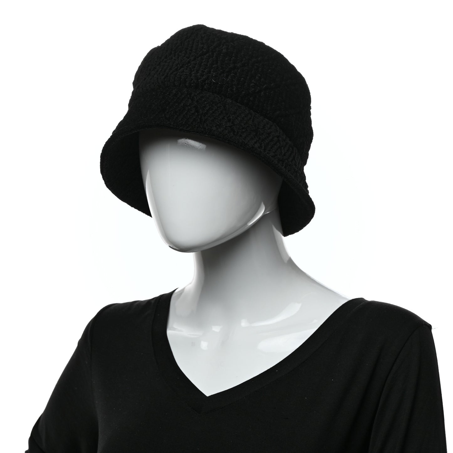 Viscose Silk Quilted CC Bucket Hat M Black