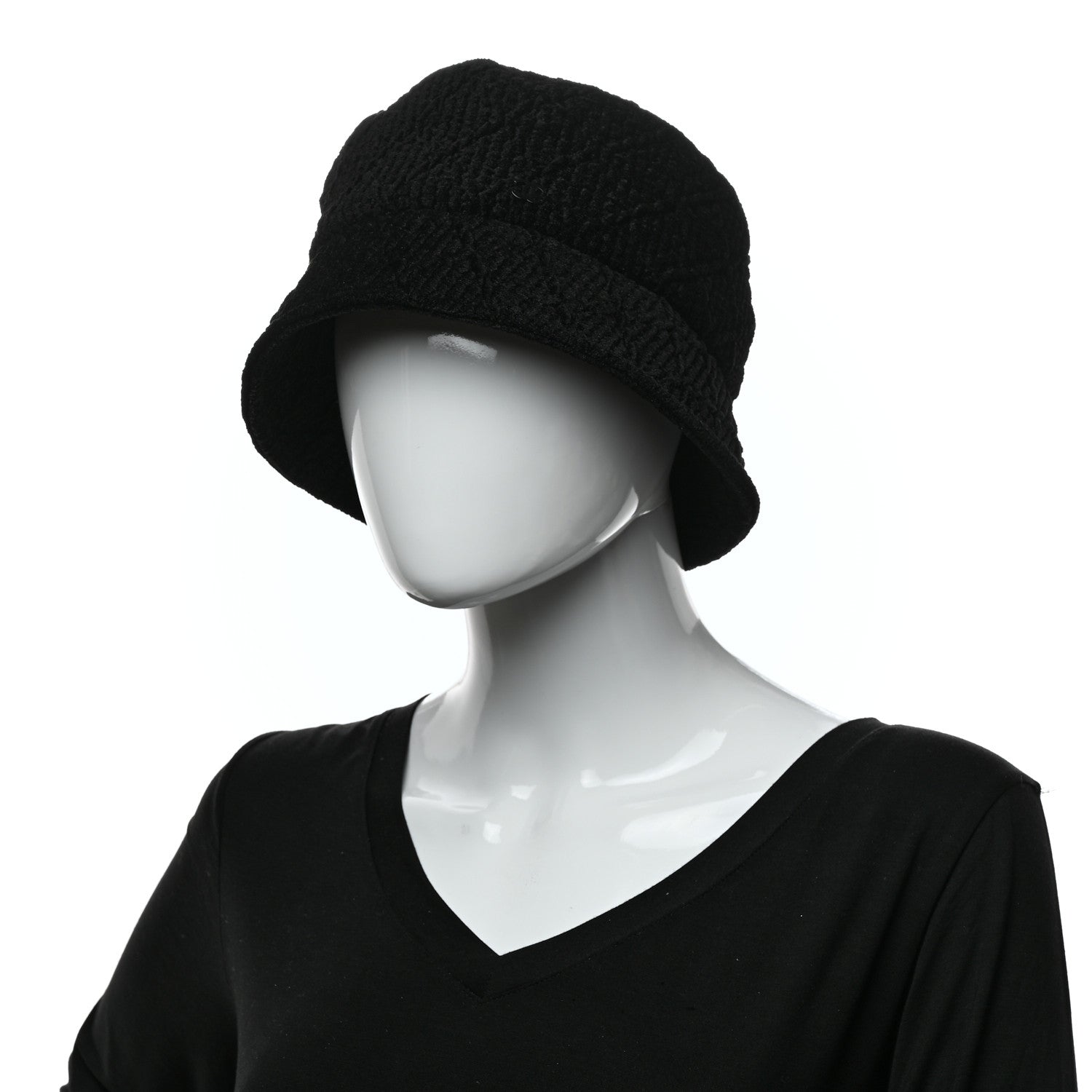 Chanel Viscose Silk Quilted CC Bucket Hat M Black 2 of 9