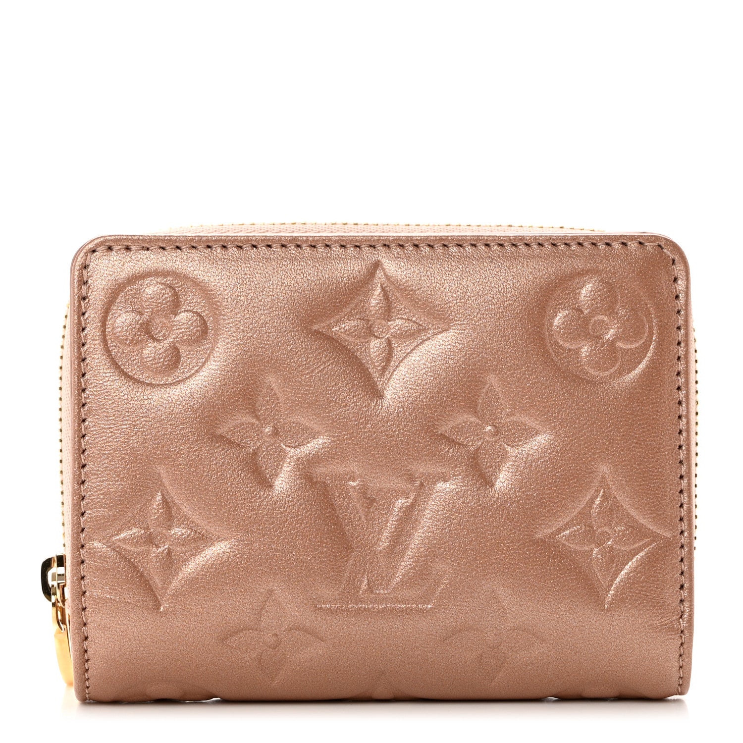 Louis Vuitton Metallic Lambskin Embossed Monogram Lou Coussin Wallet Rose Gold 1 of 6