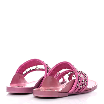 Chanel Calfskin Chain CC Thong Flat Sandals 36 Pink 4 of 9