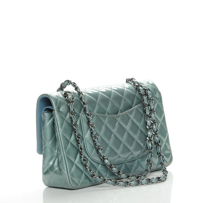Chanel Patent Calfskin Quilted Medium Double Flap Turquoise 3 of 8
