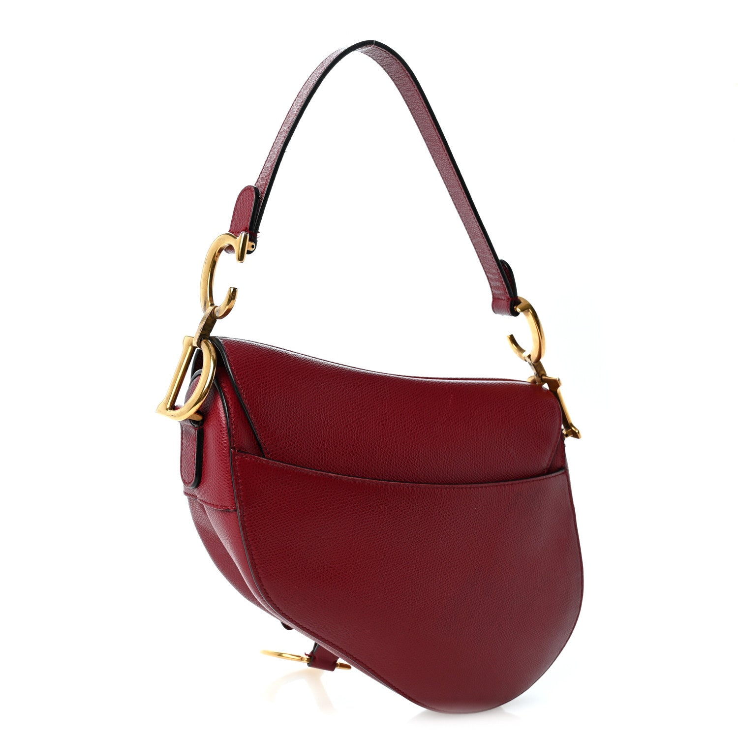 Christian Dior Grained Calfskin Saddle Bag Red 3 of 12