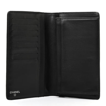 Chanel Lambskin Camellia Embossed Yen Wallet Black 5 of 10