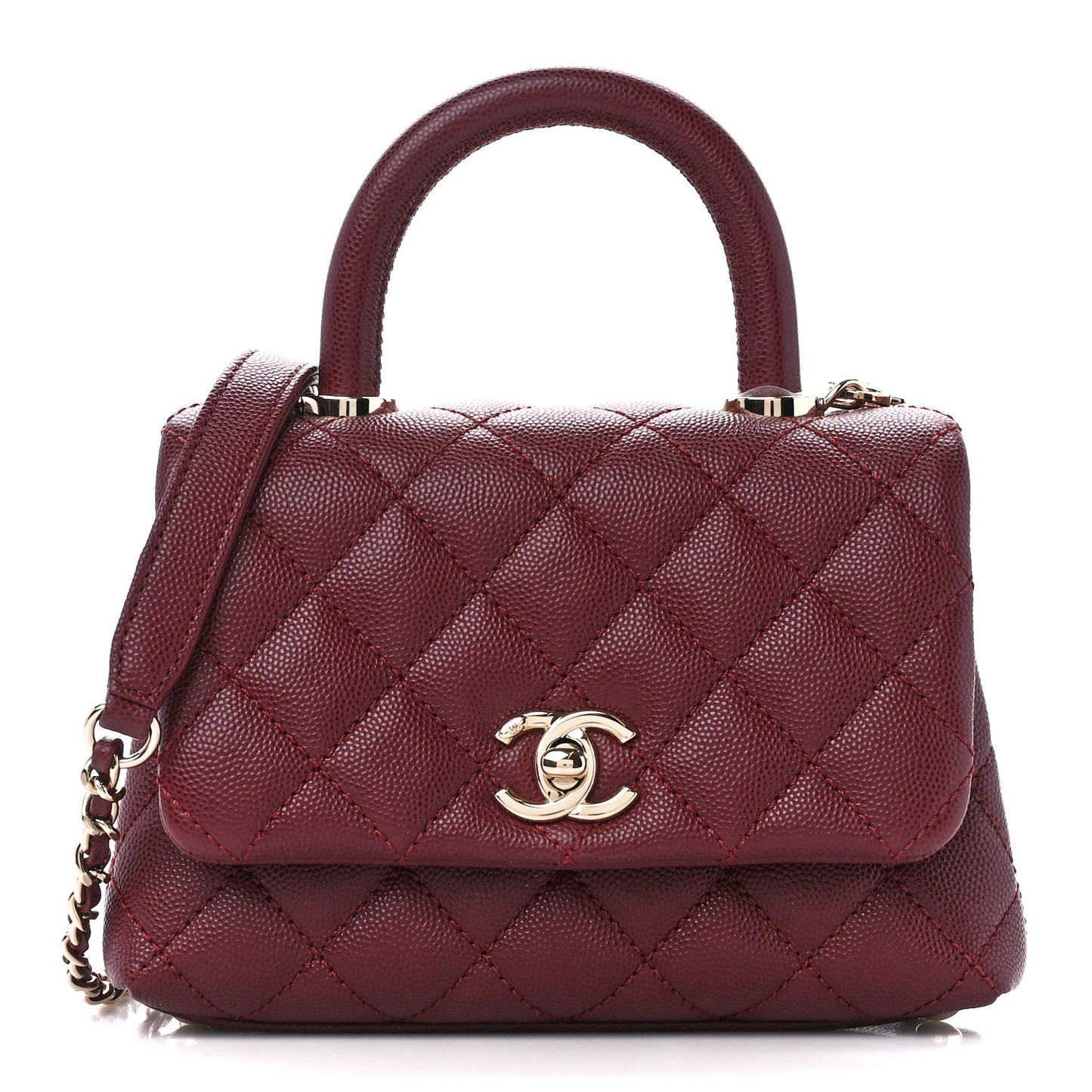 Caviar Quilted Extra Mini Coco Handle Flap Burgundy