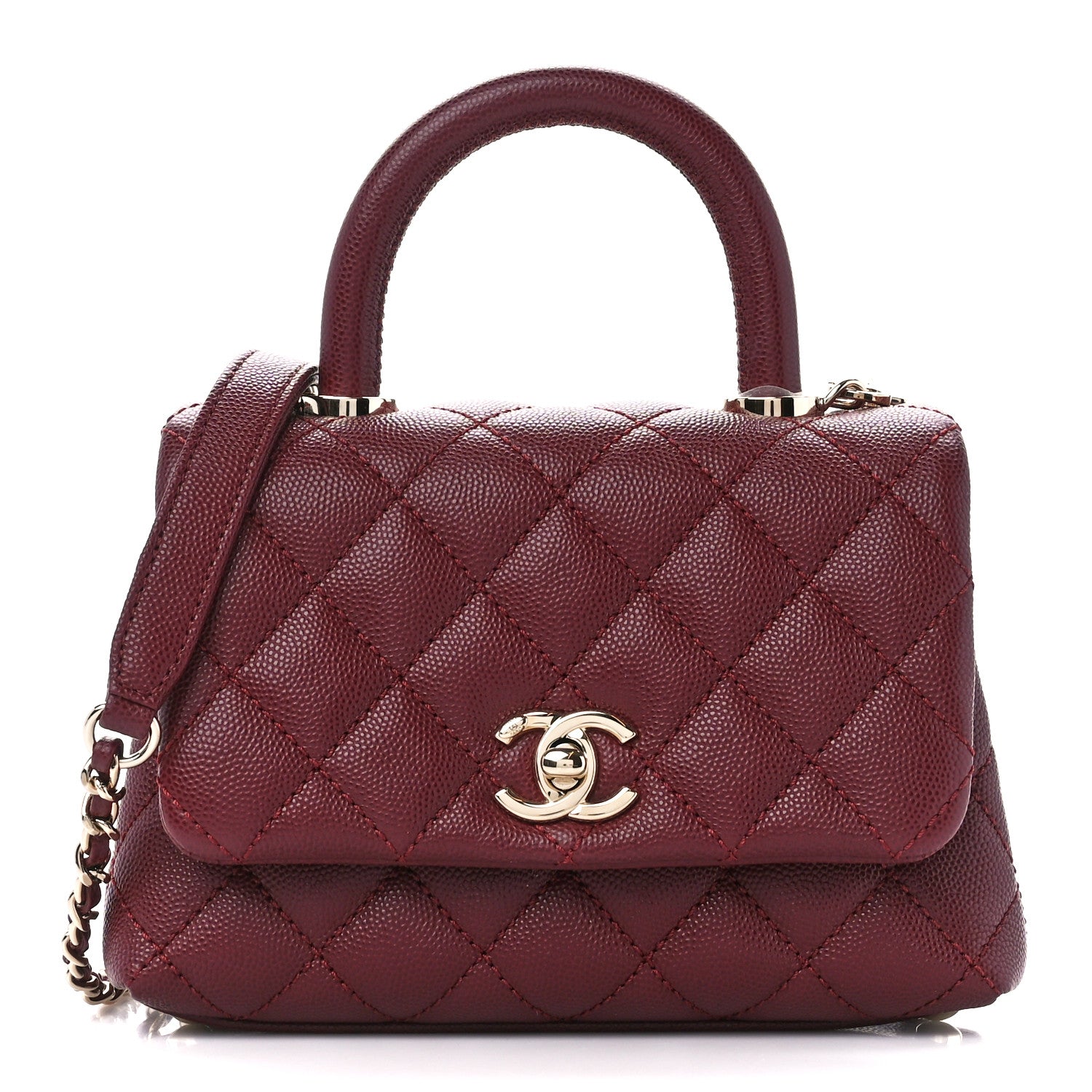 Chanel Caviar Quilted Extra Mini Coco Handle Flap Burgundy 1 of 13