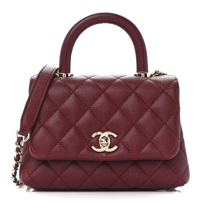 Chanel Caviar Quilted Extra Mini Coco Handle Flap Burgundy 1 of 13