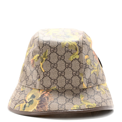 Gucci GG Supreme Monogram Azalea Calfskin Dusty Carnation Retro Interlocking G Bucket Hat Beige Ebony Multicolor 5 of 12