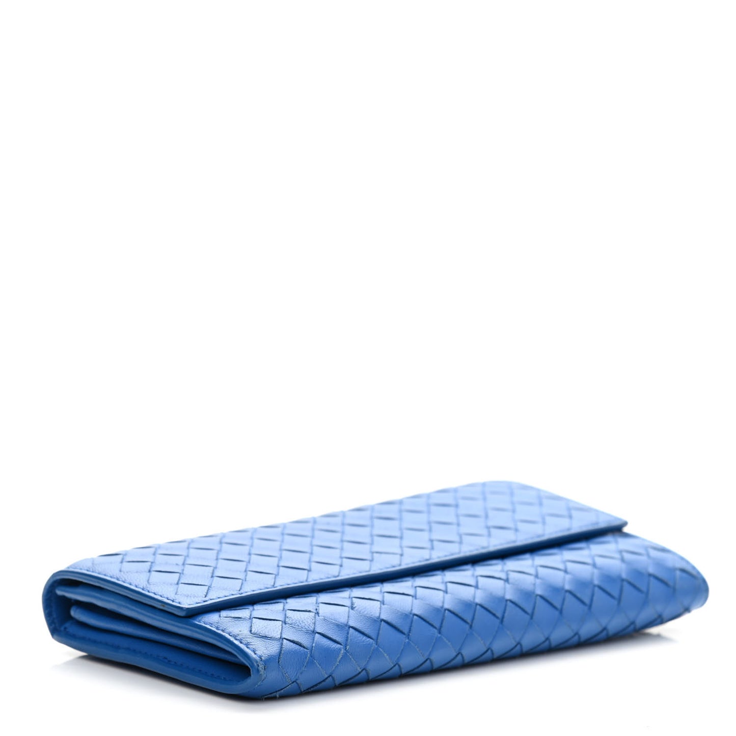 Nappa Intrecciato Continental Flap Wallet Blue