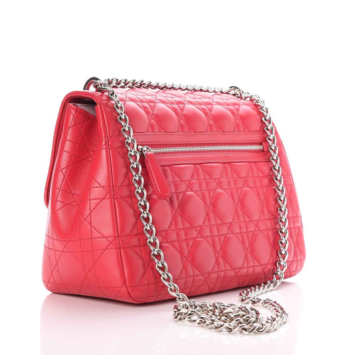 Lambskin Cannage Large Miss Dior Flap Fuchsia