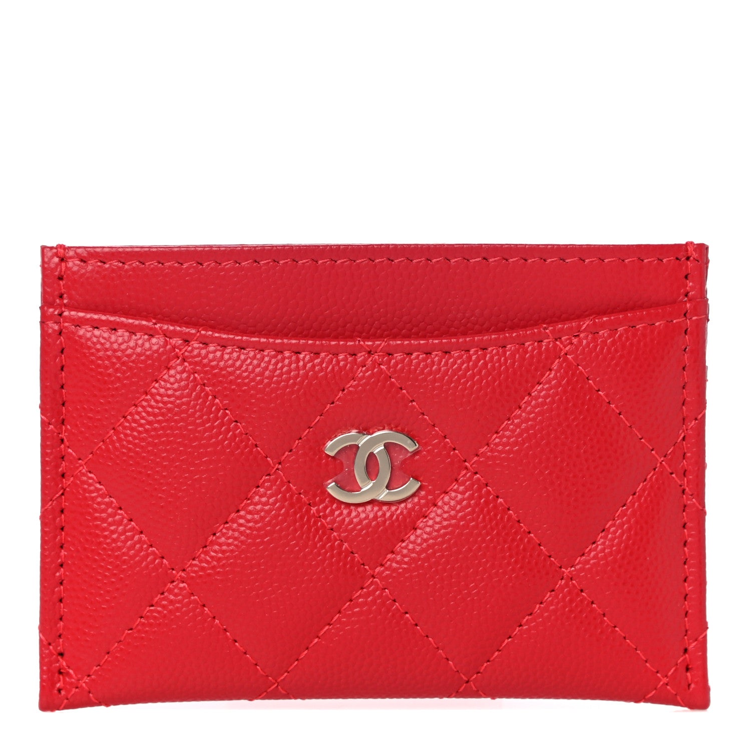 Chanel Caviar Quilted Card Holder Red 1 of 12