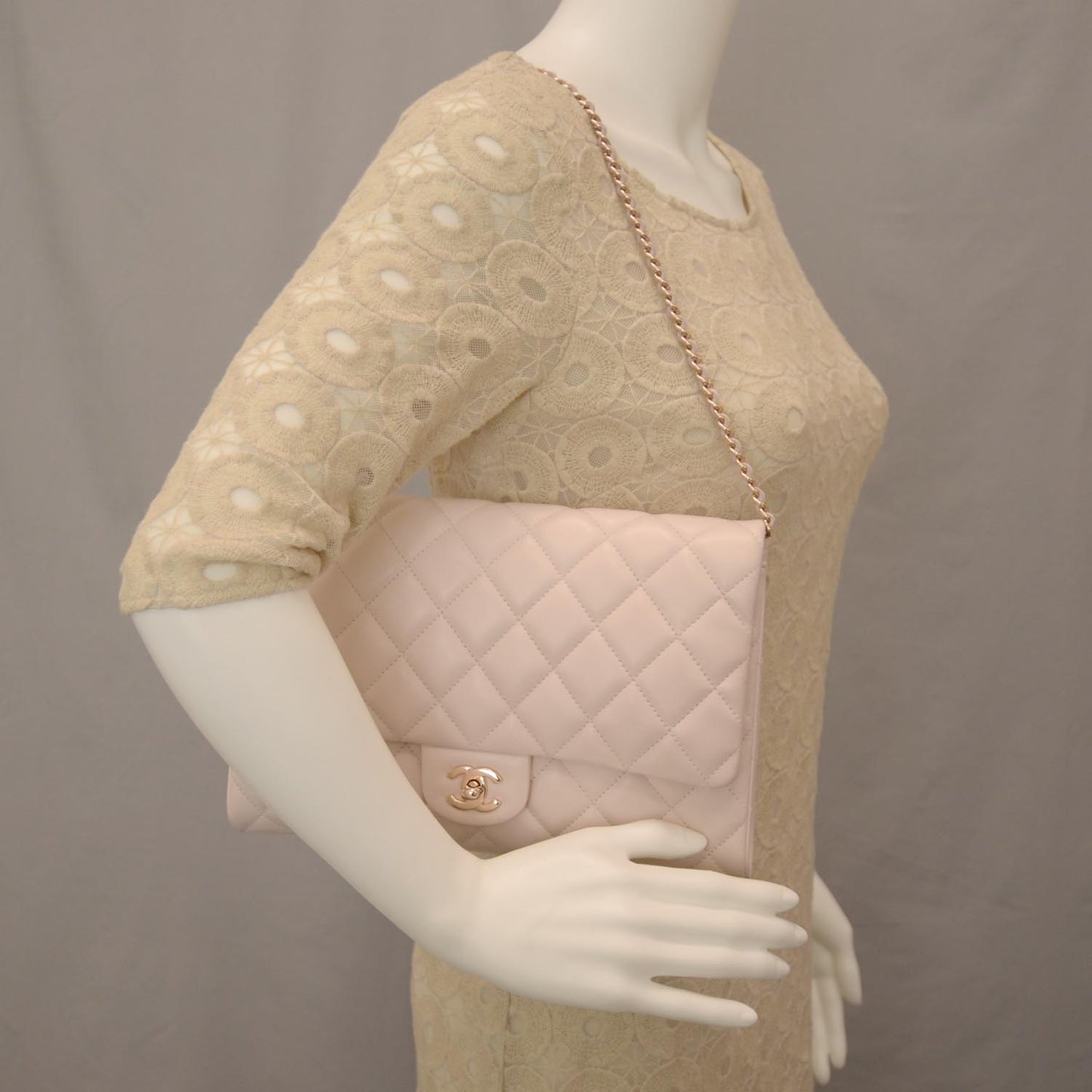Lambskin Quilted Clutch Flap Pink