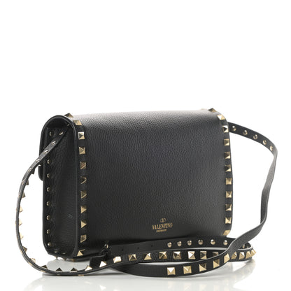Valentino Garavani Pebbled Calfskin Medium Rockstud Flip Lock Crossbody Bag Black 3 of 11