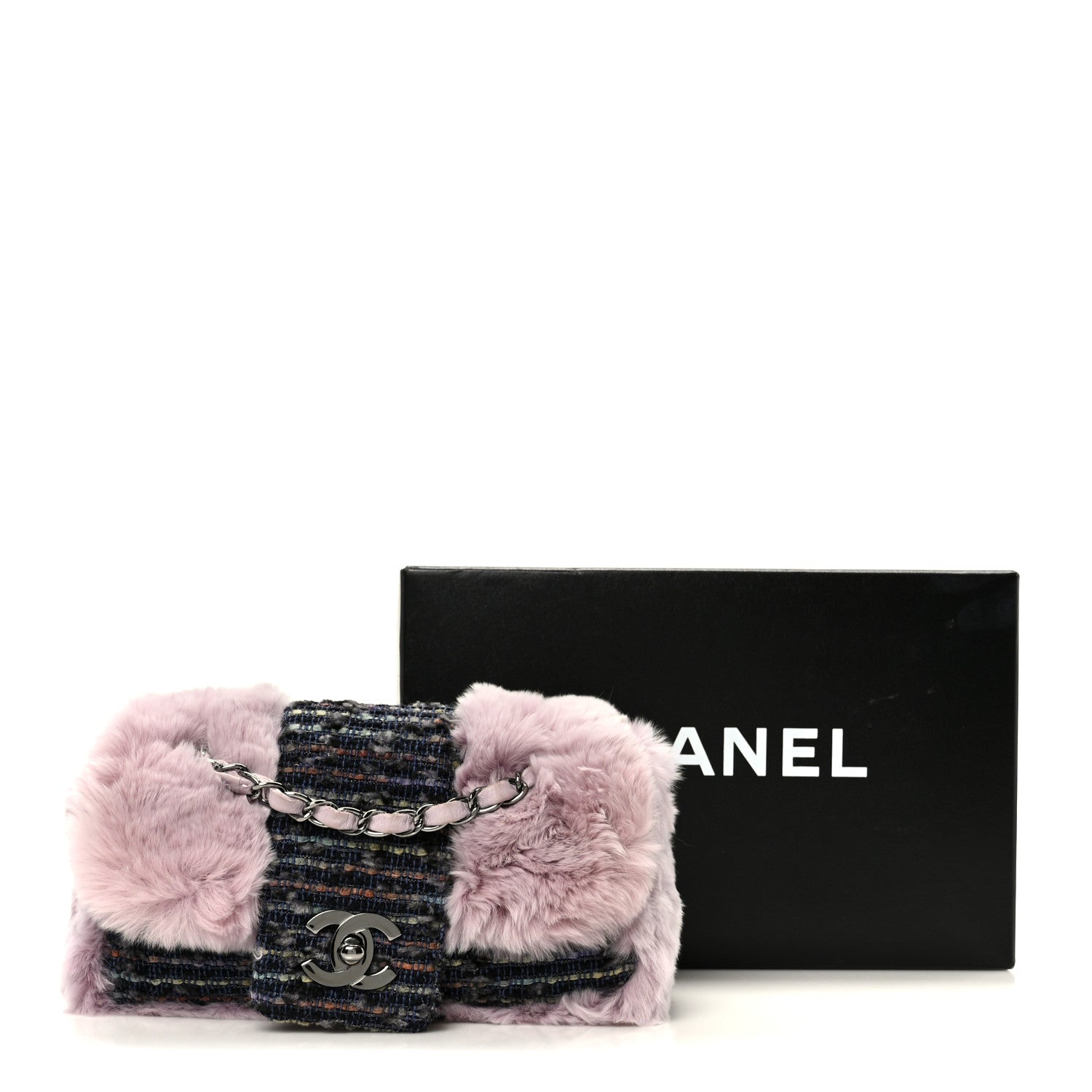 CHANELセット　ももんが Chanel Rabbit Fur Tweed Small Fantasy Flap Lilac 1862796