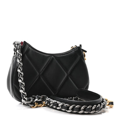 Chanel Lambskin Quilted Chanel 19 Hobo Clutch With Chain Black 3 of 10