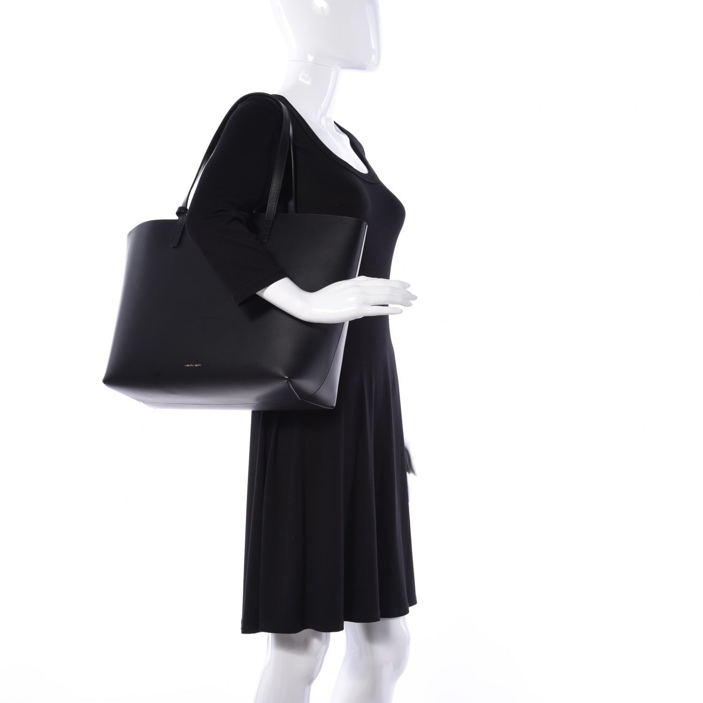 Calfskin Large Shopping Tote Black Flamma