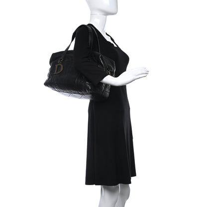 Christian Dior Lambskin Cannage Satchel Black 2 of 9