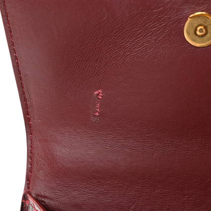 Balenciaga Shiny Calfskin Crocodile Embossed Hourglass Top Handle Bag XS Dark Red 13 of 14
