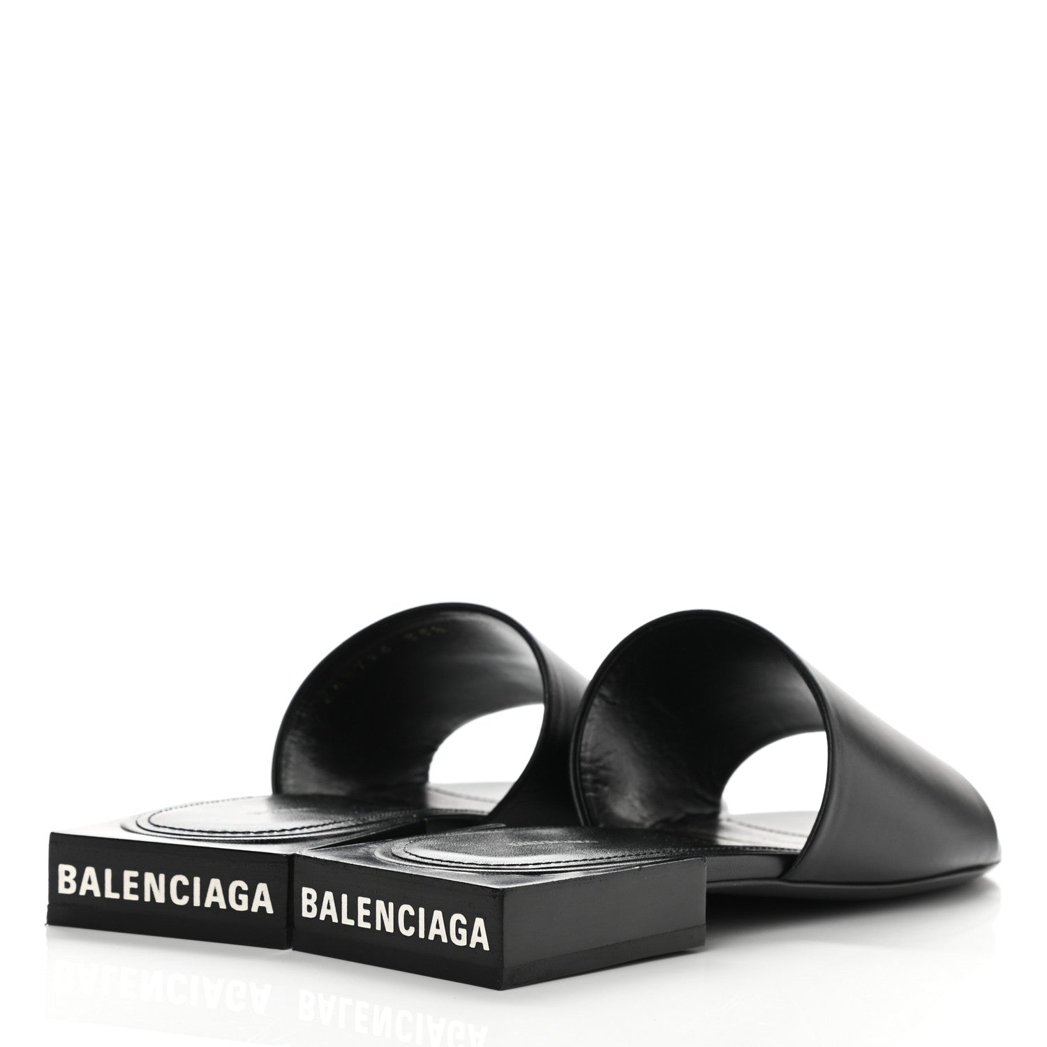 Balenciaga Shiny Smooth Sheepskin Box Flat Sandals 35.5 Black 4 of 9