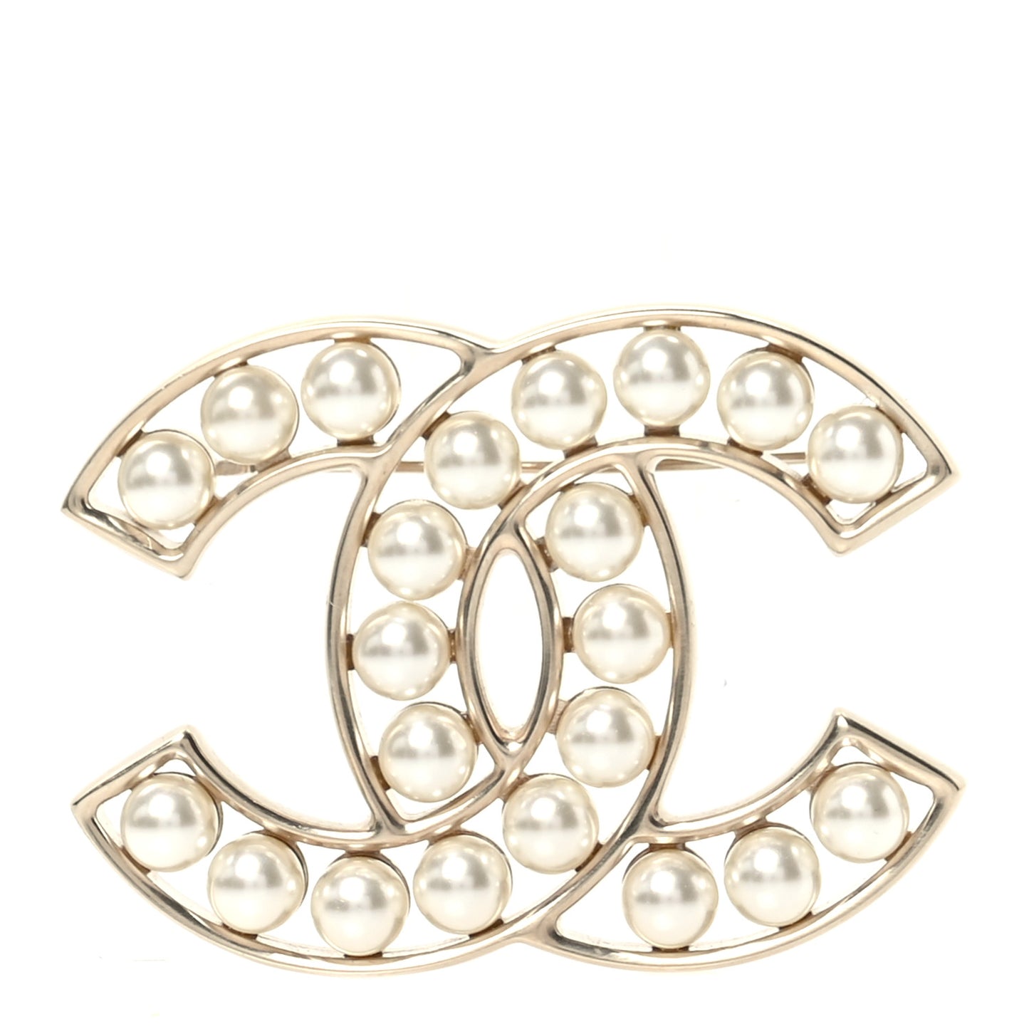 Pearl CC Brooch Light Gold