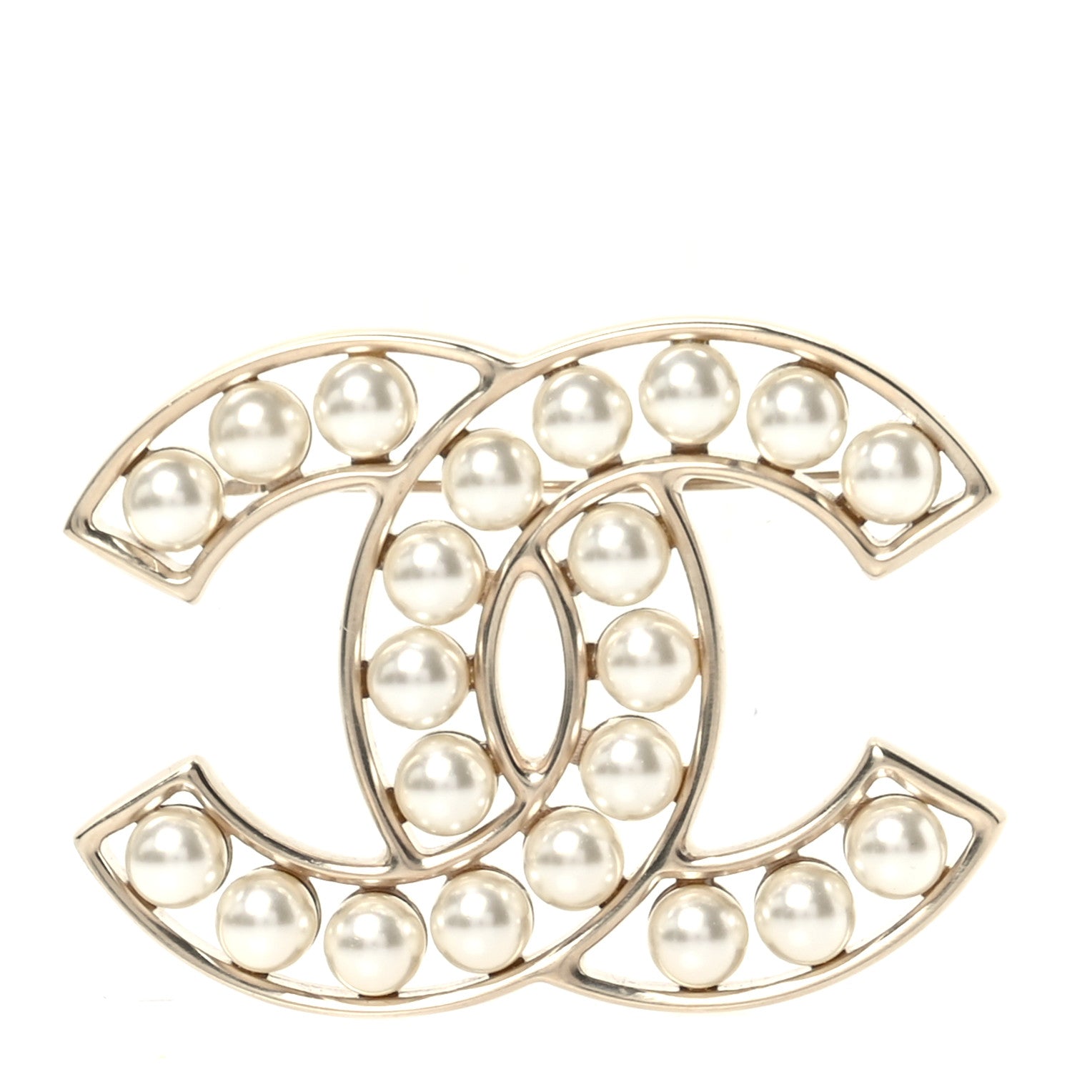 Chanel Pearl CC Brooch Light Gold 1 of 4