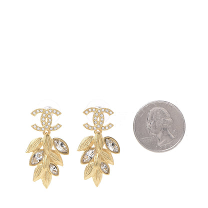 Chanel Crystal Sparkling Wheat CC Earrings Gold 2 of 5