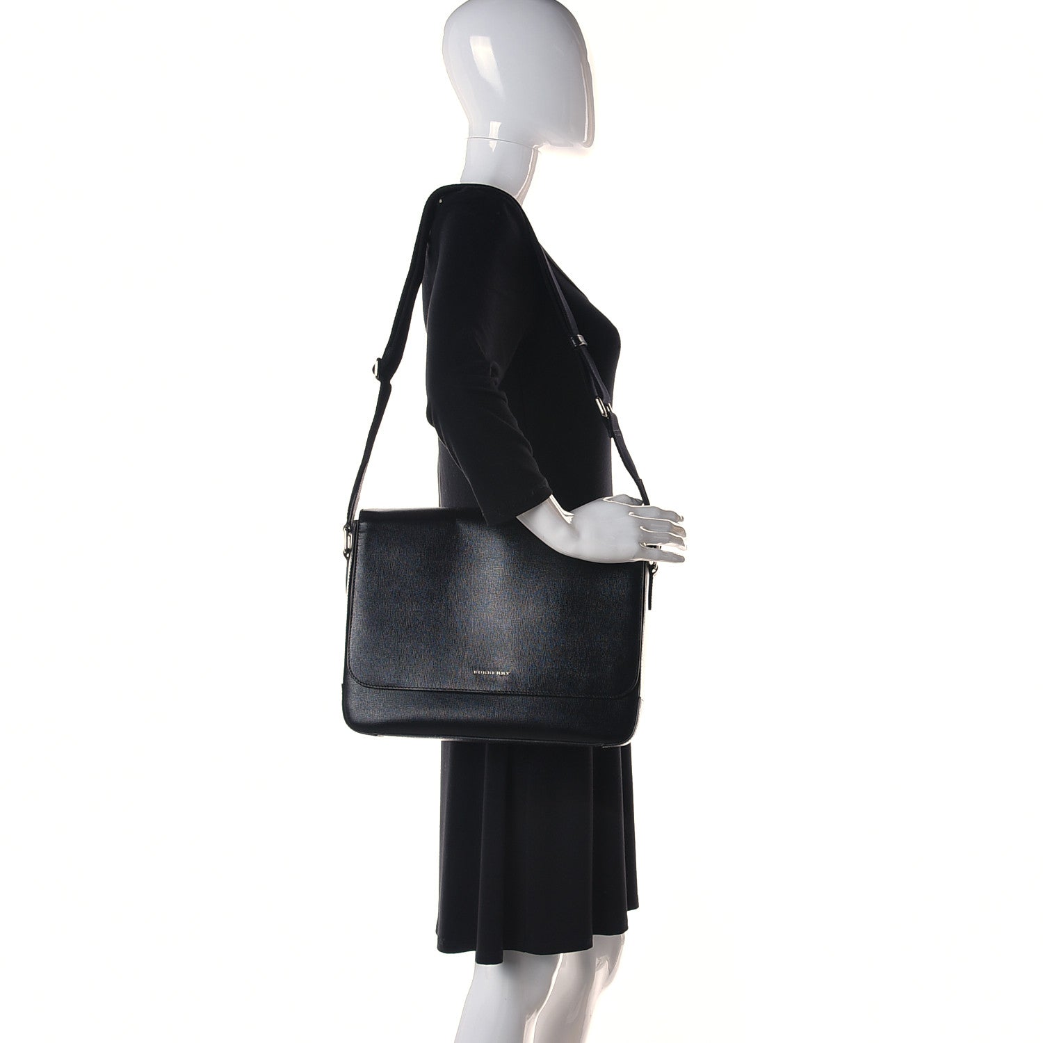 Burberry Grainy Calfskin Messenger Bag Black 2 of 12