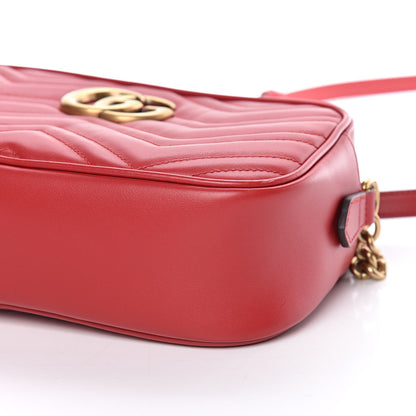 Gucci Calfskin Matelasse Small GG Marmont Chain Shoulder Bag Hibiscus Red 9 of 10