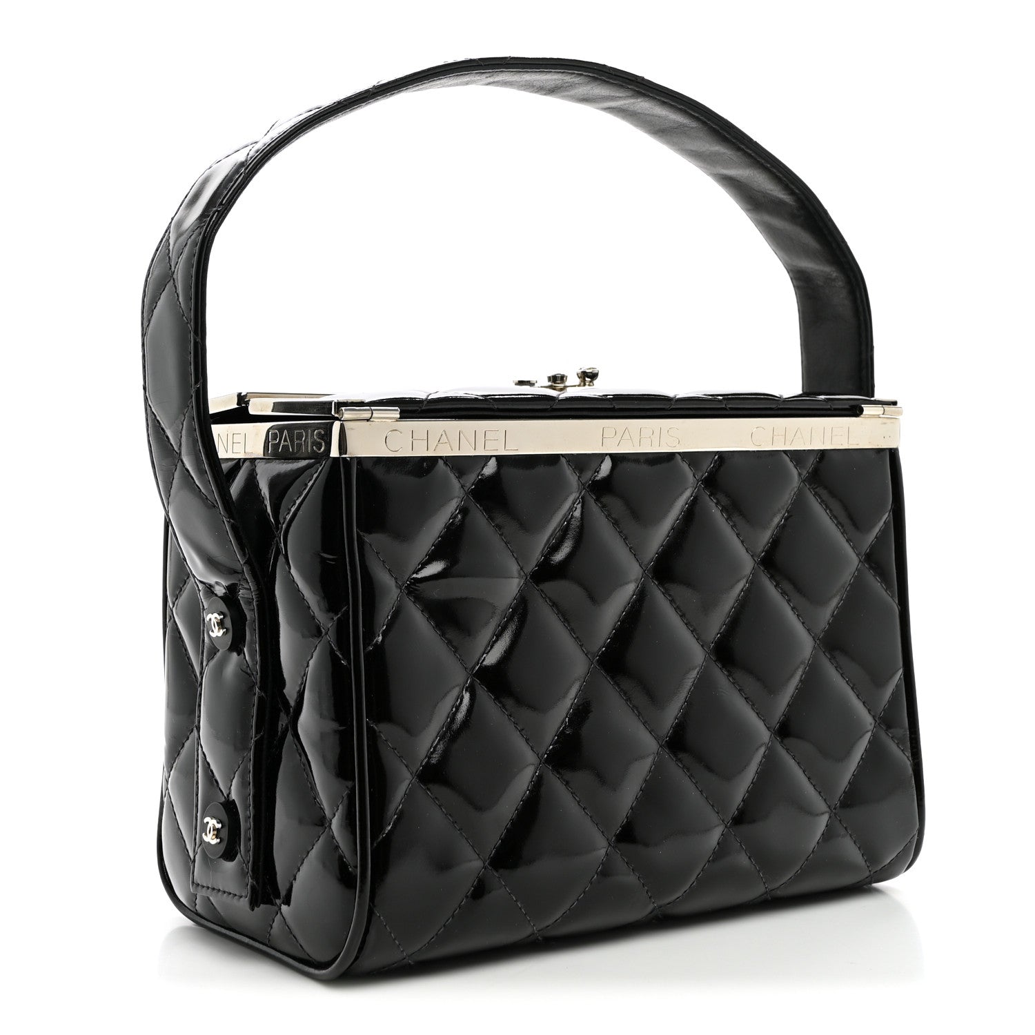 Chanel Patent Quilted Vanity Clutch Black 3 of 11