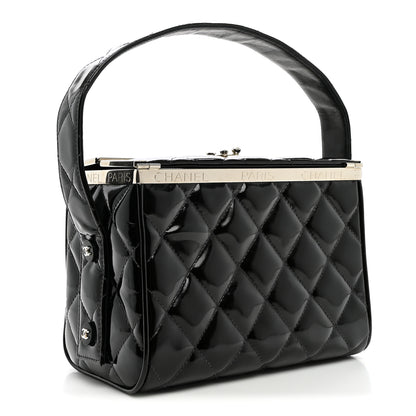 Chanel Patent Quilted Vanity Clutch Black 3 of 11
