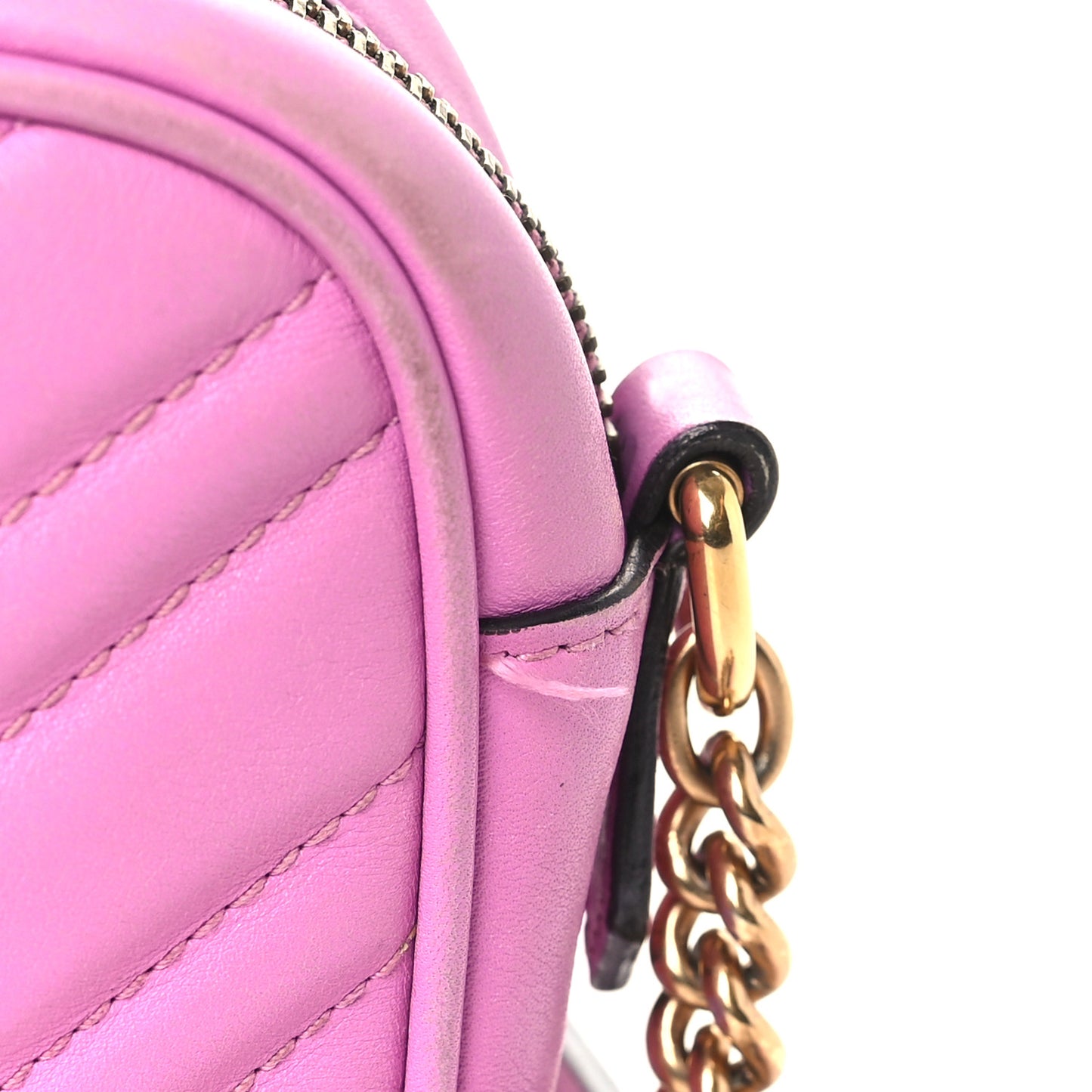 Calfskin Matelasse Mini GG Marmont Chain Shoulder Bag Candy Mousse