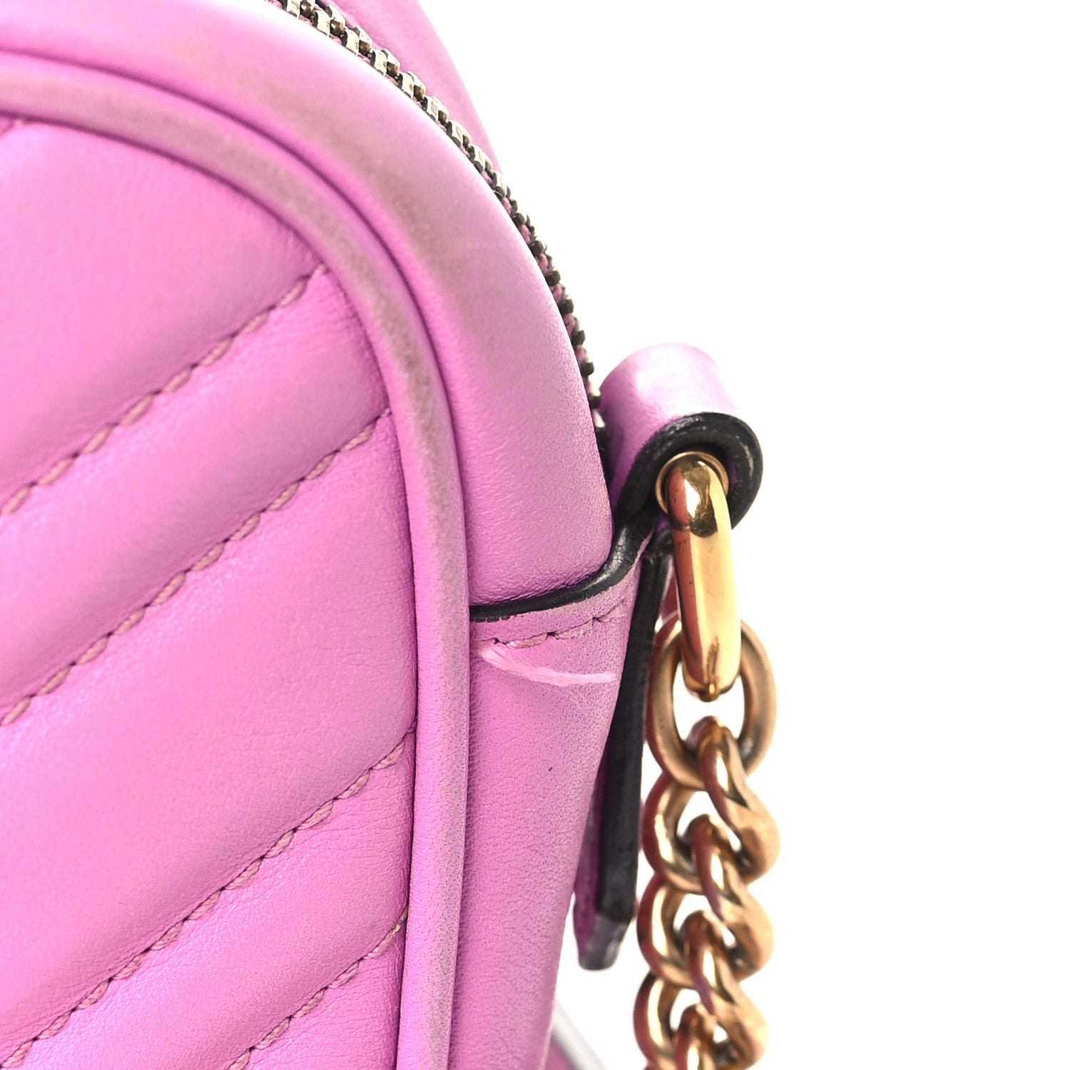 Gucci Calfskin Matelasse Mini GG Marmont Chain Shoulder Bag Candy Mousse 14 of 15