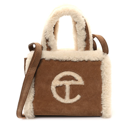 Telfar X UGG Suede shearling Small Shopping Bag Chestnut 1 of 12