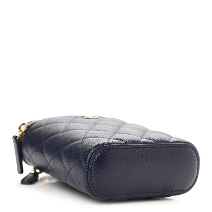 Chanel Caviar Quilted Small Vertical Coco Beauty Vanity Case With Chain Navy 3 of 8