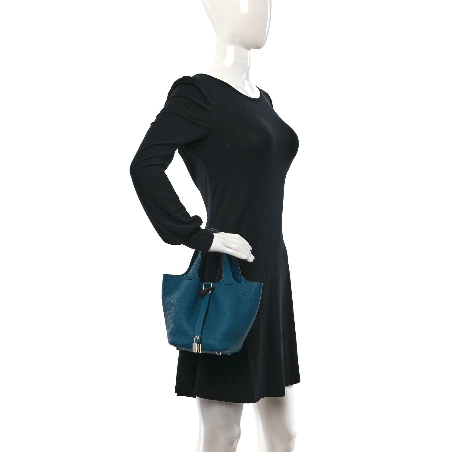 Hermes Taurillon Clemence Swift Eclat Picotin Lock 18 PM Vert Bosphore Deep Bleu 2 of 9