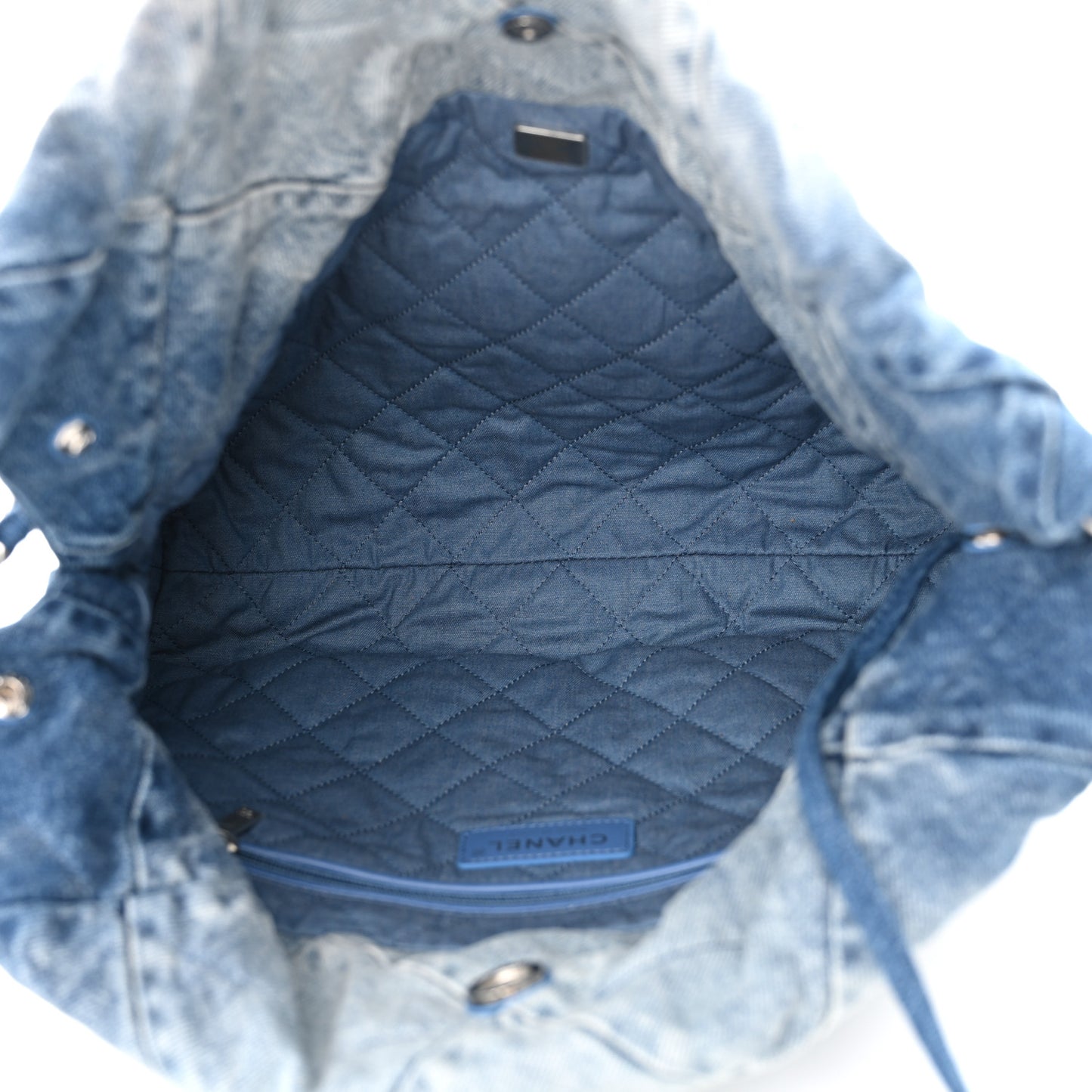 Denim Quilted Small Chanel 22 Blue