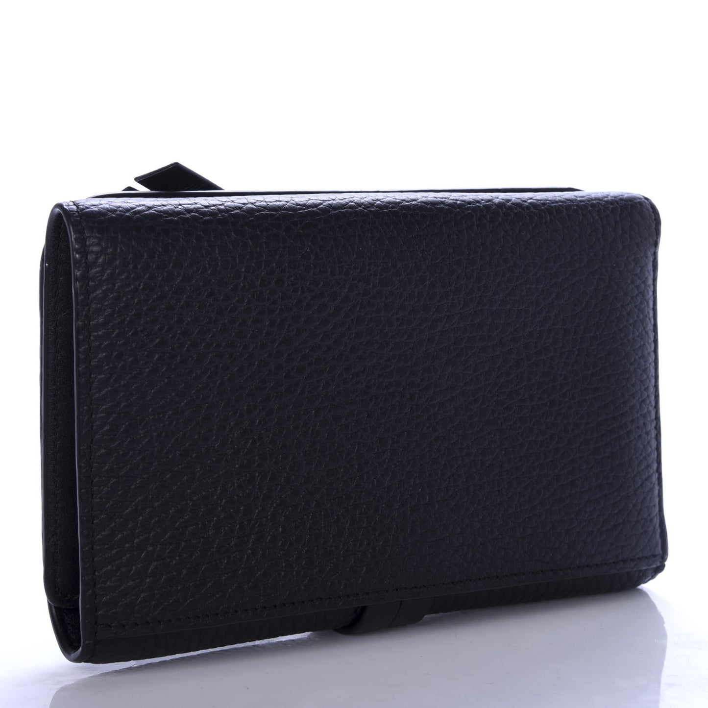 Grained Calfskin Alphabet Compact Wallet Black