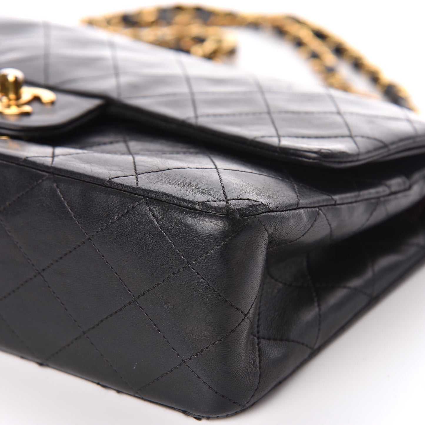 Lambskin Quilted Medium Double Flap Black