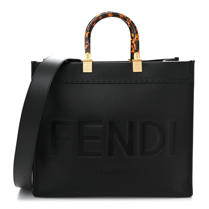 Fendi Vitello King Plexiglass Medium Fendi Sunshine Shopper Tote Black 1 of 9